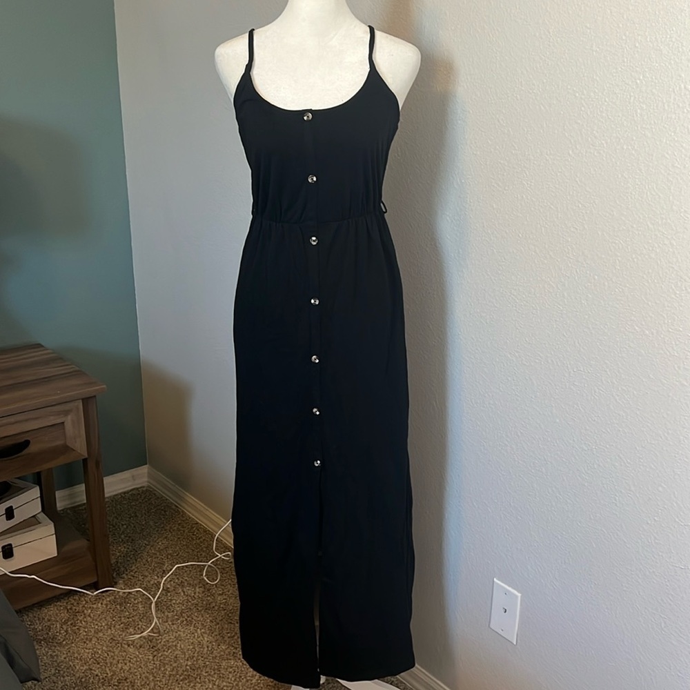 ASOS Button Up Maxi Dress Black Size 2 NWT